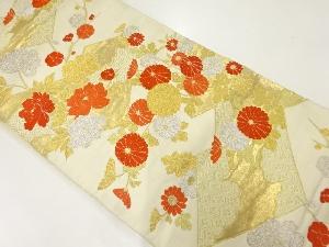 アンティーク　亀甲に草花模様織出し袋帯（材料）